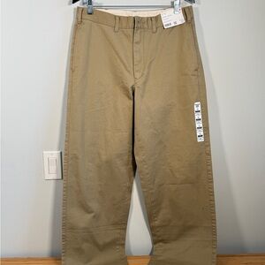 👖 Uniqlo Straight Chino Pants Men's Size 34 Brown Khaki Flat Front Cotton NWT